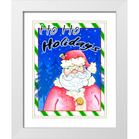 Ho Ho Holidays White Modern Wood Framed Art Print with Double Matting by Wade, Valarie
