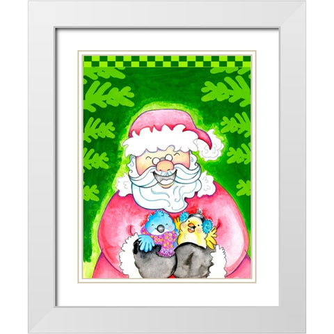 Holly Jolly Santa White Modern Wood Framed Art Print with Double Matting by Wade, Valarie