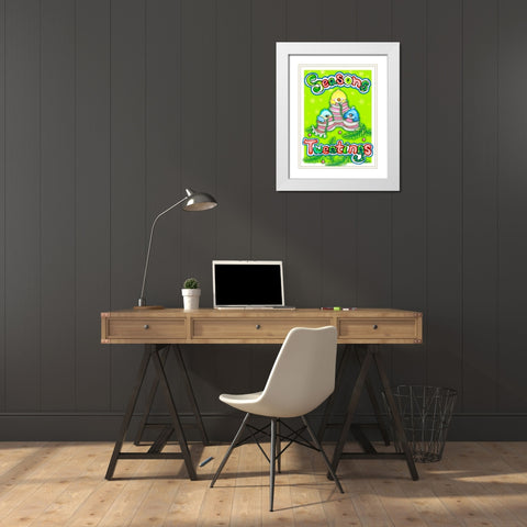 Seasons Tweetings White Modern Wood Framed Art Print with Double Matting by Wade, Valarie
