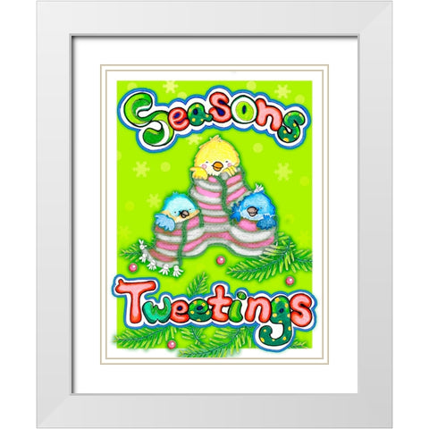 Seasons Tweetings White Modern Wood Framed Art Print with Double Matting by Wade, Valarie