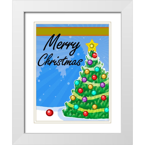 Christmas Tree White Modern Wood Framed Art Print with Double Matting by Wade, Valarie