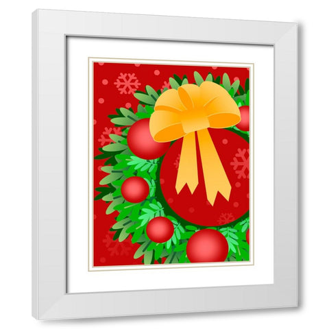 Wreath White Modern Wood Framed Art Print with Double Matting by Wade, Valarie