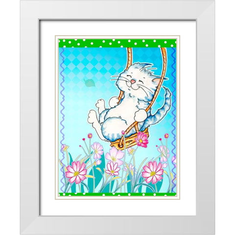Spring Swing White Modern Wood Framed Art Print with Double Matting by Wade, Valarie