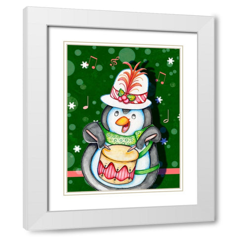 Penguin Drum White Modern Wood Framed Art Print with Double Matting by Wade, Valarie