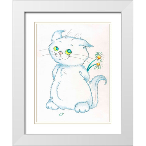 Shy Guy White Modern Wood Framed Art Print with Double Matting by Wade, Valarie