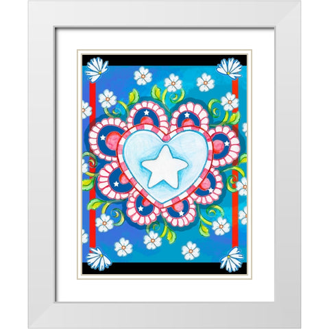 Patriotic Heart White Modern Wood Framed Art Print with Double Matting by Wade, Valarie