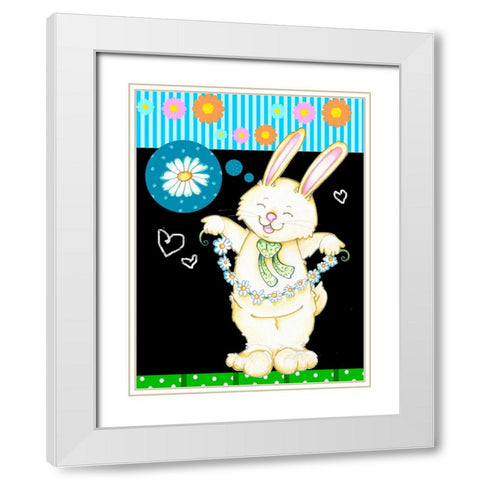 Daisy Chain White Modern Wood Framed Art Print with Double Matting by Wade, Valarie