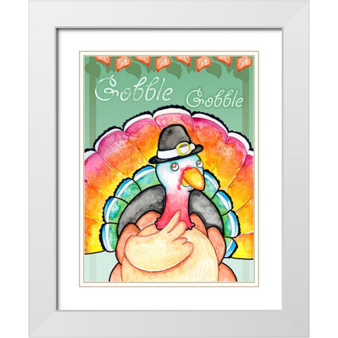 Gobble Gobble White Modern Wood Framed Art Print with Double Matting by Wade, Valarie