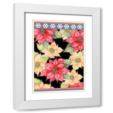 Poinsettias White Modern Wood Framed Art Print with Double Matting by Wade, Valarie
