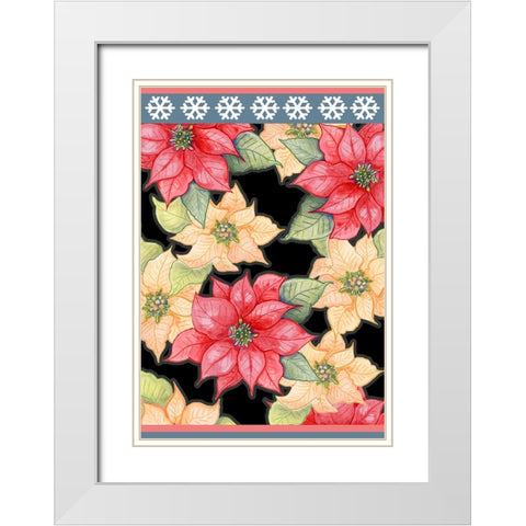 Poinsettias White Modern Wood Framed Art Print with Double Matting by Wade, Valarie
