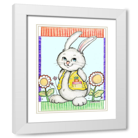 Bunny in Yellow White Modern Wood Framed Art Print with Double Matting by Wade, Valarie