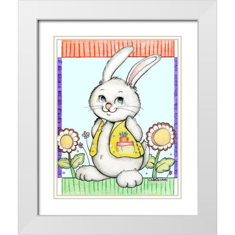 Bunny in Yellow White Modern Wood Framed Art Print with Double Matting by Wade, Valarie