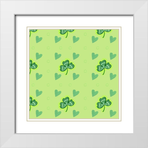 Shamrock Pattern White Modern Wood Framed Art Print with Double Matting by Wade, Valarie