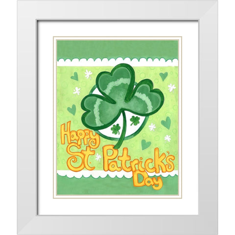 Shamrock White Modern Wood Framed Art Print with Double Matting by Wade, Valarie
