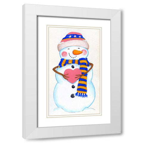 Blue And Orange Striped White Modern Wood Framed Art Print with Double Matting by Wade, Valarie