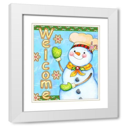 Cookie Welcome White Modern Wood Framed Art Print with Double Matting by Wade, Valarie
