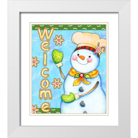 Cookie Welcome White Modern Wood Framed Art Print with Double Matting by Wade, Valarie