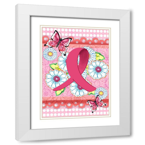 Think Pink White Modern Wood Framed Art Print with Double Matting by Wade, Valarie