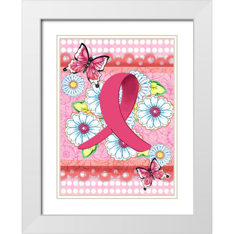 Think Pink White Modern Wood Framed Art Print with Double Matting by Wade, Valarie