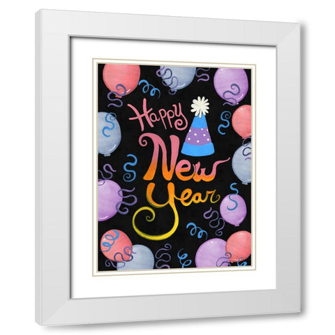 Balloons And Streamers White Modern Wood Framed Art Print with Double Matting by Wade, Valarie
