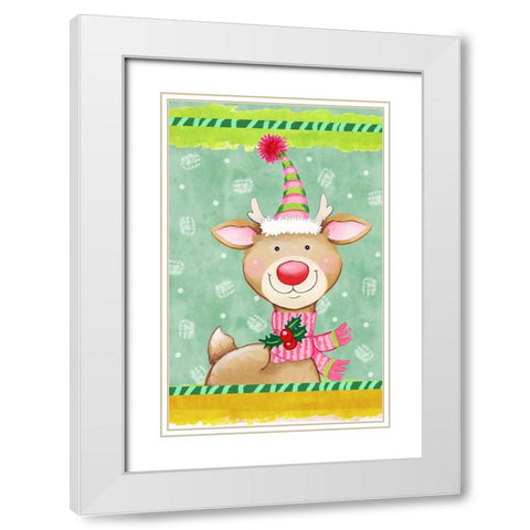 Sweetie Deer White Modern Wood Framed Art Print with Double Matting by Wade, Valarie