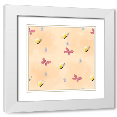 Butterflies White Modern Wood Framed Art Print with Double Matting by Wade, Valarie