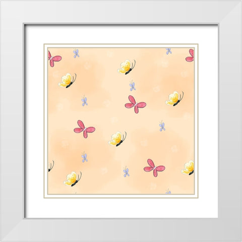 Butterflies White Modern Wood Framed Art Print with Double Matting by Wade, Valarie