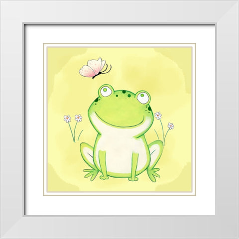 Flutter Friend White Modern Wood Framed Art Print with Double Matting by Wade, Valarie