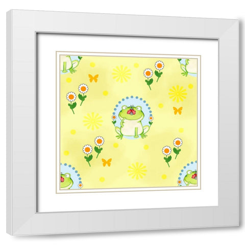 Froggie Garden White Modern Wood Framed Art Print with Double Matting by Wade, Valarie