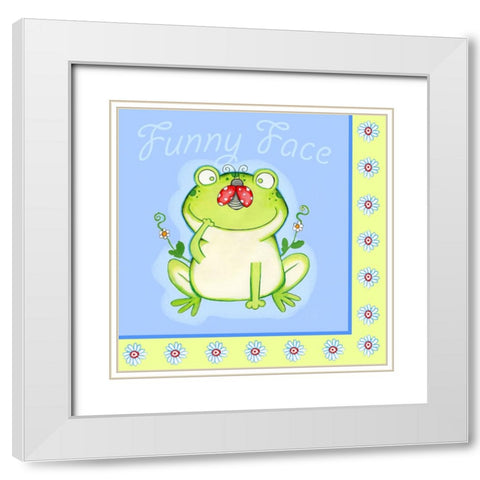 Funny Face With Border White Modern Wood Framed Art Print with Double Matting by Wade, Valarie