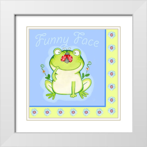 Funny Face With Border White Modern Wood Framed Art Print with Double Matting by Wade, Valarie