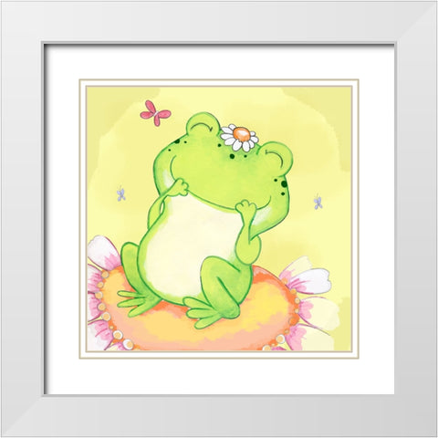 Giggles White Modern Wood Framed Art Print with Double Matting by Wade, Valarie