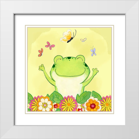 Happiness White Modern Wood Framed Art Print with Double Matting by Wade, Valarie