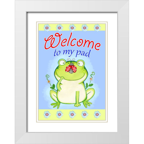 Welcome To My Pad White Modern Wood Framed Art Print with Double Matting by Wade, Valarie