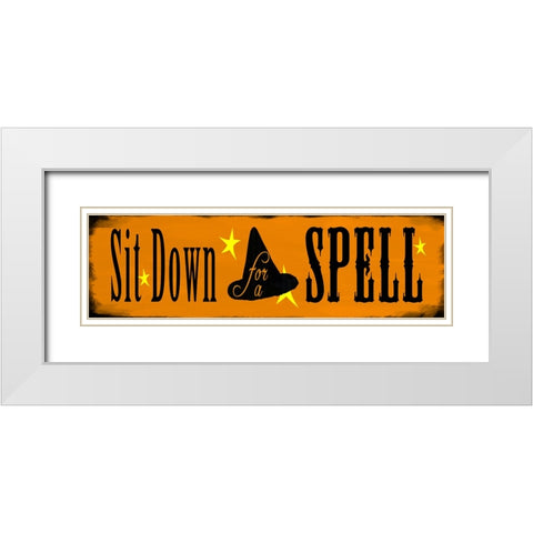 Sit Down For A Spell White Modern Wood Framed Art Print with Double Matting by Wade, Valarie