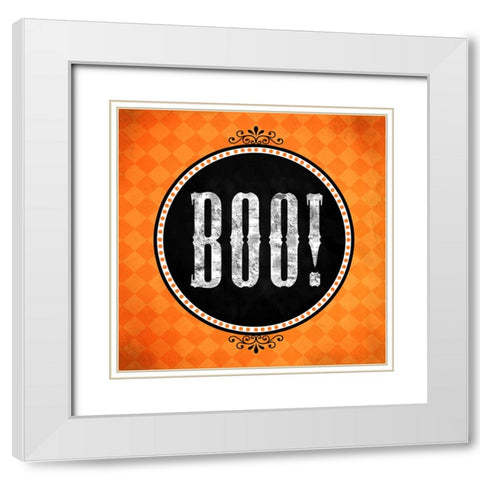 Boo White Modern Wood Framed Art Print with Double Matting by Wade, Valarie