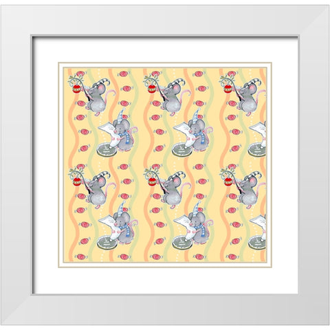 Christmas Mice White Modern Wood Framed Art Print with Double Matting by Wade, Valarie