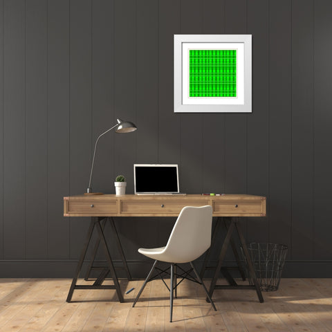 Green Plaid White Modern Wood Framed Art Print with Double Matting by Wade, Valarie
