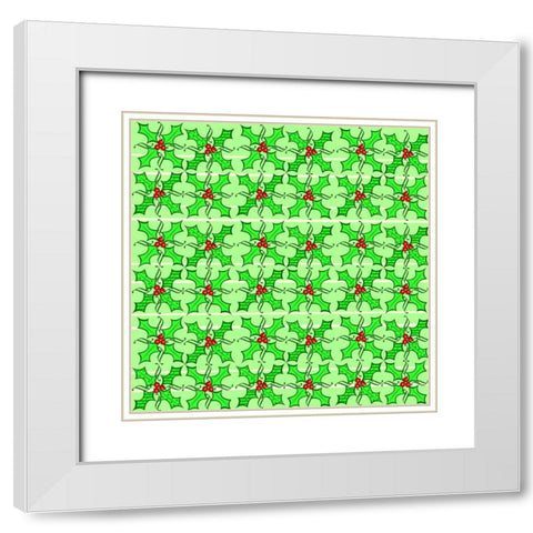 Holly Pattern White Modern Wood Framed Art Print with Double Matting by Wade, Valarie