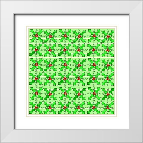 Holly Pattern White Modern Wood Framed Art Print with Double Matting by Wade, Valarie