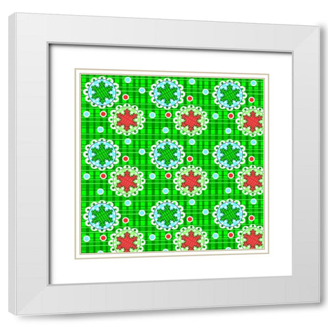 Plaid Snowflakes White Modern Wood Framed Art Print with Double Matting by Wade, Valarie