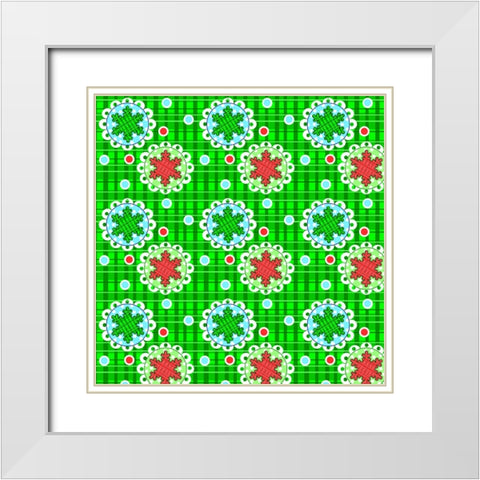 Plaid Snowflakes White Modern Wood Framed Art Print with Double Matting by Wade, Valarie
