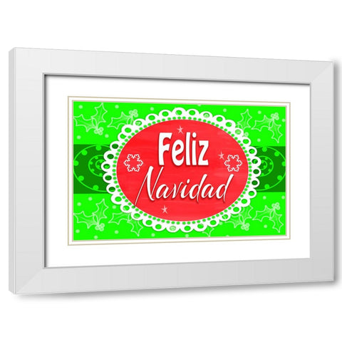 Feliz Navidad White Modern Wood Framed Art Print with Double Matting by Wade, Valarie