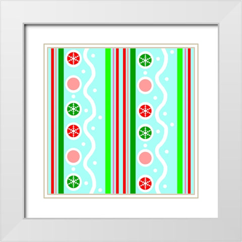 Ice Blue Circles White Modern Wood Framed Art Print with Double Matting by Wade, Valarie