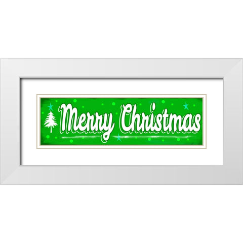 Merry Christmas Sign White Modern Wood Framed Art Print with Double Matting by Wade, Valarie