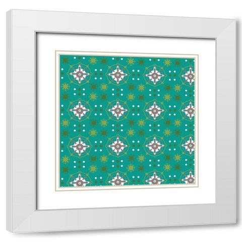 Four Color Flakes White Modern Wood Framed Art Print with Double Matting by Wade, Valarie