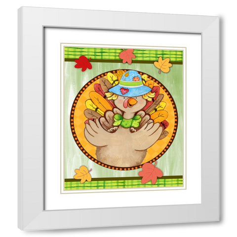 Turkey Scarecrow White Modern Wood Framed Art Print with Double Matting by Wade, Valarie
