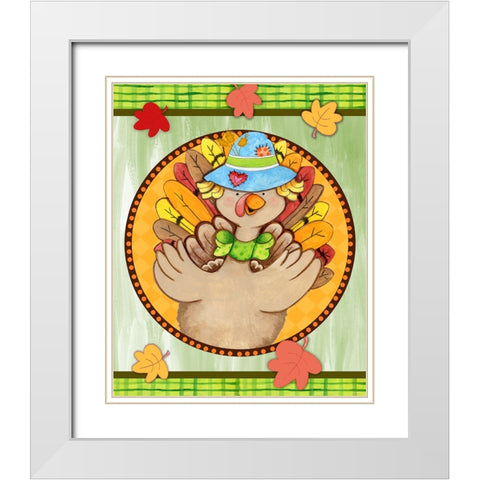 Turkey Scarecrow White Modern Wood Framed Art Print with Double Matting by Wade, Valarie