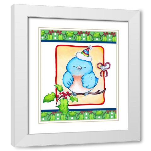 Little Jolly Birdie White Modern Wood Framed Art Print with Double Matting by Wade, Valarie