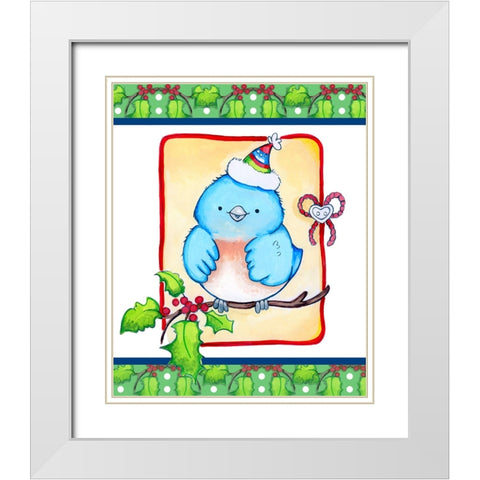 Little Jolly Birdie White Modern Wood Framed Art Print with Double Matting by Wade, Valarie